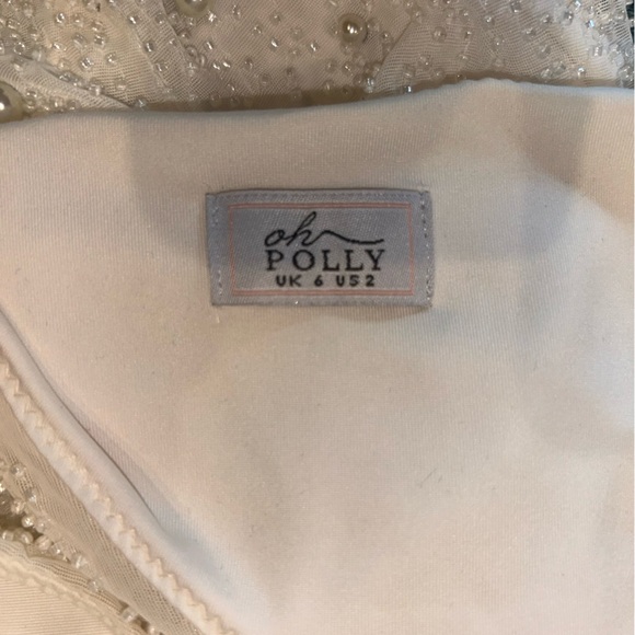 Oh Polly White Long Sleeve beaded Bodycon Dress - Picture 9 of 9